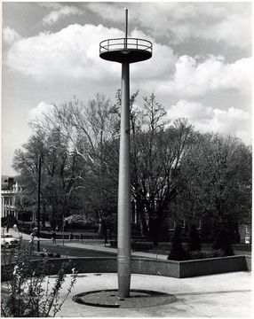 The mast is erected at Memorial Plaza, which is located directly in front of Oglebay Hall. 